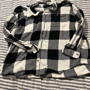 Old Navy Black and White Checkered Shirt